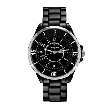 Hampden Mens Black-Tone Personalized Bracelet Watch