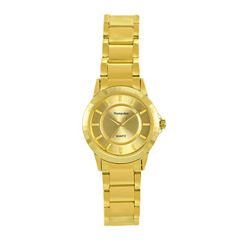 Hampden Womens Gold-Tone Personalized Bracelet Watch