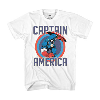 Disney Little & Big Boys Crew Neck Captain America Short Sleeve Graphic T-Shirt