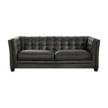 Bangor Leather Upholstery Collection Track-Arm Sofa