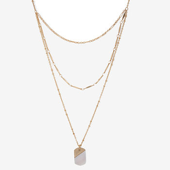 a.n.a Gold Tone 32 Inch Bead Pendant Necklace