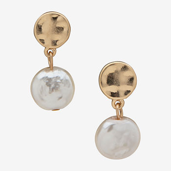 a.n.a Gold Tone Coin Pearl Drop Earrings