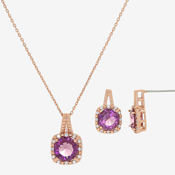 Sparkle Allure Light Up Box 2-pc. Cubic Zirconia 18K Rose Gold Over Brass Jewelry Set