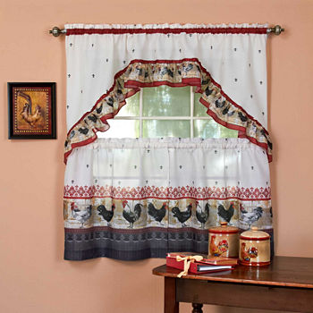 Roosters 3-pc. Rod Pocket Kitchen Curtain Window Set