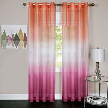 Rainbow Sheer Grommet Top Single Curtain Panel