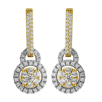 Diamond Blossom 1 CT. T.W. Genuine White Diamond 14K Gold Drop Earrings