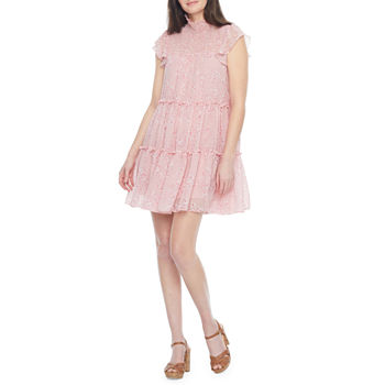 Melonie T Short Sleeve Floral Babydoll Dress