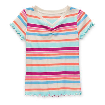 Thereabouts Little & Big Girls V Neck Short Sleeve T-Shirt