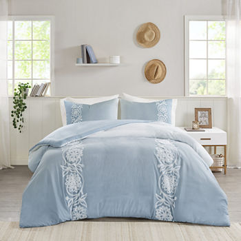 Madison Park Layla Cotton 3-pc. Embroidered Duvet Cover Set