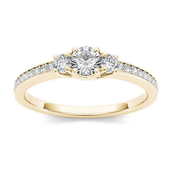 1/2 CT. T.W. Diamond 14K Yellow Gold 3-Stone Engagement Ring