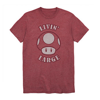 Livin Large Mens Crew Neck Short Sleeve Regular Fit Super Mario Graphic T-Shirt