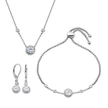 DiamonArt® White Cubic Zirconia Sterling Silver 3-pc. Jewelry Set