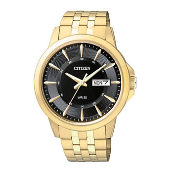 Citizen® Everyday Mens Black Dial Gold-Tone Stainless Steel Watch BF2013-56E