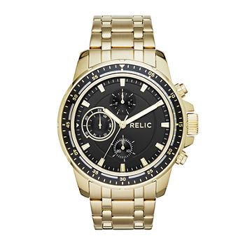 Relic By Fossil Mens Multi-Function Gold Tone Stainless Steel Bracelet Watch Zr15834