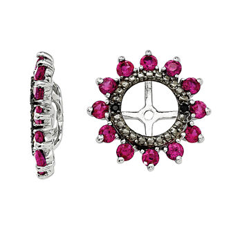 Lab-Created Ruby and Black Sapphire Sterling Silver Earring Jackets