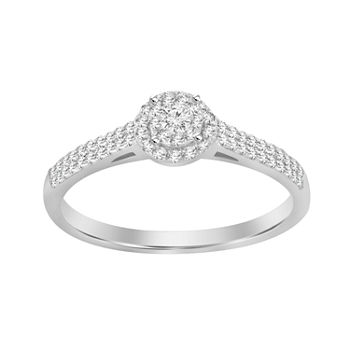 Womens 1/4 CT. T.W. Genuine White Diamond 10K White Gold Promise Ring