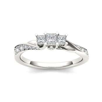 1/2 CT. T.W. Diamond 10K White Gold 3-Stone Engagement Ring