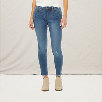a.n.a Womens Mid Rise Ripped Skinny Jean