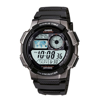 Casio® Illuminator Mens Black/Gray Bezel Digital Sport Watch AE1000W-1BV