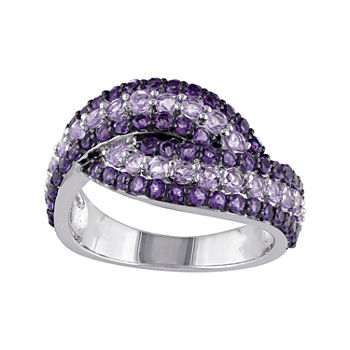 Genuine Amethyst and Rose de France Sterling Silver Ring