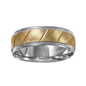 Mens 7mm 10K Two-Tone Gold Wedding Band