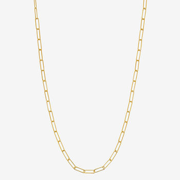 Made in Italy 24K Gold Over Silver 18 Inch Semisolid Paperclip Paperclip Chain Necklace