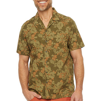 Mutual Weave Mens Regular Fit Short Sleeve Floral Button-Down Camp Shirt