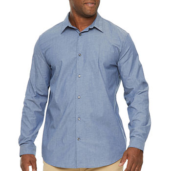 Shaquille O'Neal XLG Big and Tall Mens Regular Fit Long Sleeve Button-Down Shirt