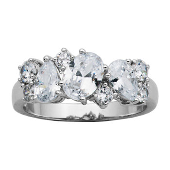 DiamonArt® Womens 2 1/5 CT. T.W. Lab Created Cubic Zirconia Sterling Silver Oval Cluster Cocktail Ring