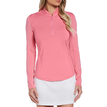 PGA TOUR Womens Mock Neck Long Sleeve Polo Shirt