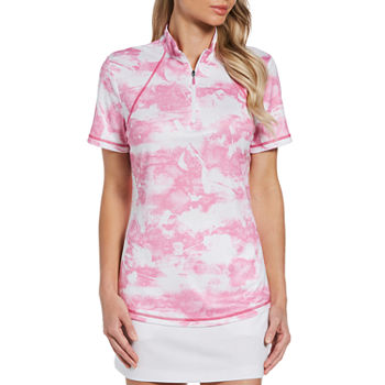 PGA TOUR Womens Mock Neck Short Sleeve Polo Shirt