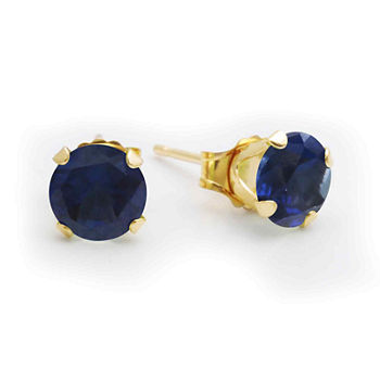 6mm Lab-Created Sapphire 10K Yellow Gold Stud Earrings