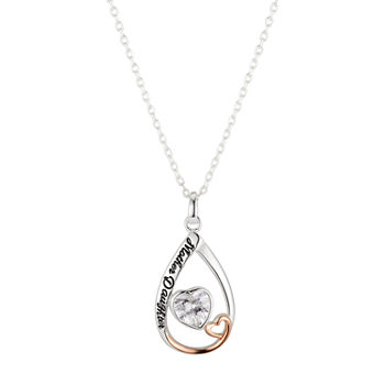 Footnotes Mother And Daughter Zirconia Sterling Silver 18 Inch Cable Oval Pendant Necklace