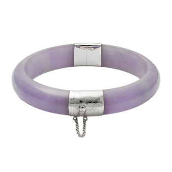 Genuine Purple Quartz Sterling Silver Bangle Bracelet