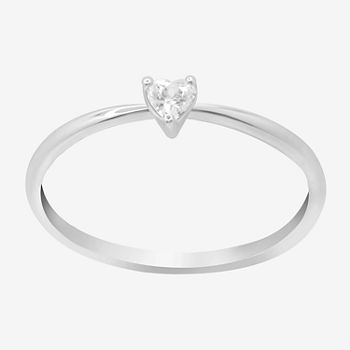 Itsy Bitsy Cubic Zirconia Sterling Silver Heart Band