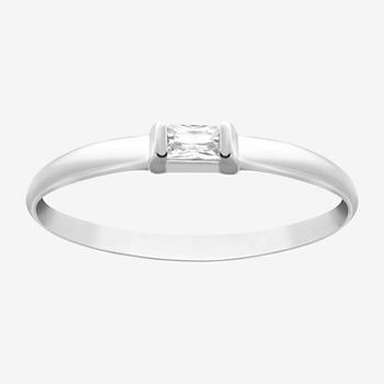Itsy Bitsy Cubic Zirconia Sterling Silver Rectangular Band