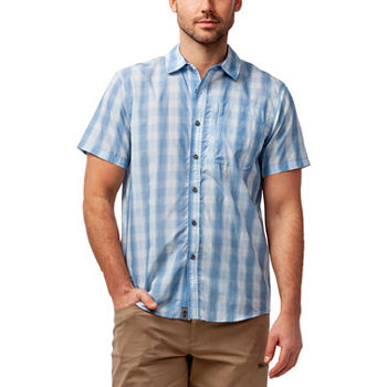 Free Country Mens Regular Fit Short Sleeve Plaid Button-Down Shirt