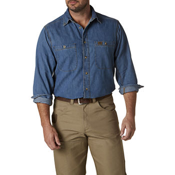 Wrangler® Mens Regular Fit Long Sleeve Button-Down Shirt