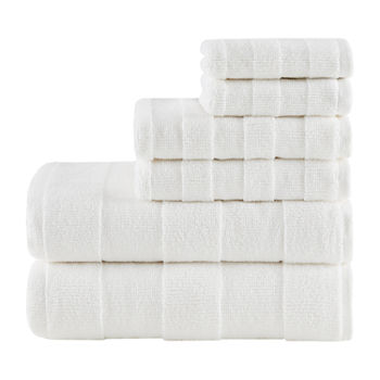 Madison Park Signature Parker Antimicrobial Textured Solid Stripe 600GSM Cotton Bath Towel 6PC Set