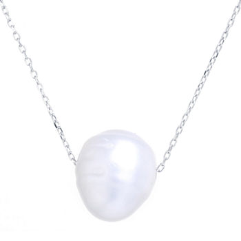 Silver Treasures Cultured Freshwater Pearl Sterling Silver 18 Inch Link Pendant Necklace