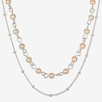 Mixit™ Silver-Tone Simulated Pearl 2-Row Necklace