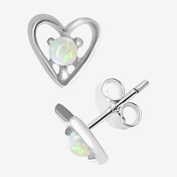 Itsy Bitsy 1/10 CT. T.W. Opal Sterling Silver 6.5mm Heart Stud Earrings