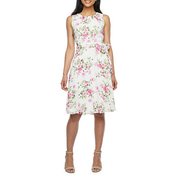 Jessica Howard Sleeveless Floral Midi Fit + Flare Dress