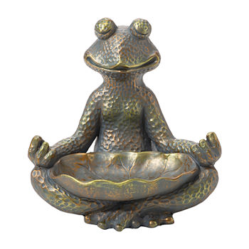Glitzhome 14.25"H Bronze Mgo Yoga Frog Figurine