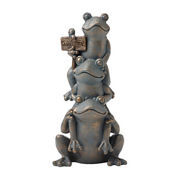 Glitzhome 28.25"H Bronze Mgo Stacked Frog Figurine