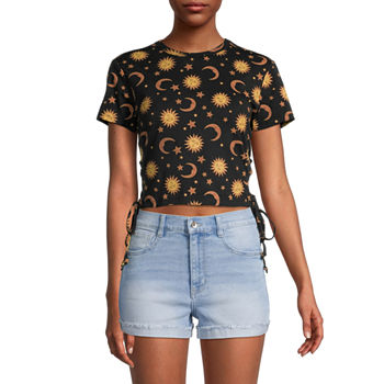 Celestial Juniors Womens Lace Up Baby Tee