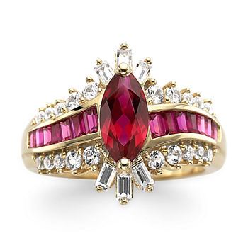 Lab-Created Ruby & Lab-Created White Sapphire 14K Gold Over Silver Cocktail Ring