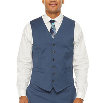 Stafford Super Mens Blue Birdseye Big & Tall Suit Vest
