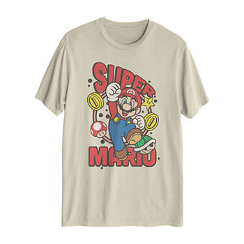 Super Mario Burst Mens Crew Neck Short Sleeve Regular Fit Super Mario Graphic T-Shirt