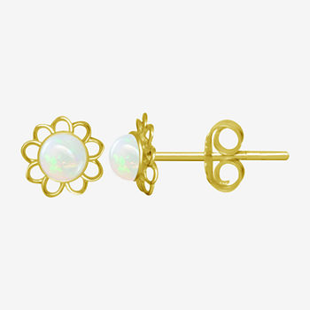 Itsy Bitsy Crystal 14K Gold Over Silver Sterling Silver 5.3mm Flower Stud Earrings